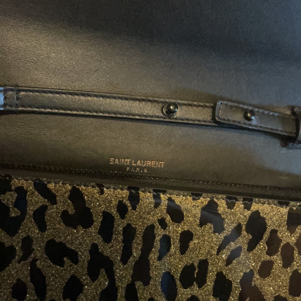 Ysl Leopard Printed Monogram Chain Clutch - image 8